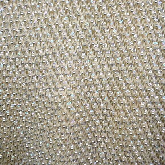 Cyn Les Vintage Hand Beaded 50's 60's Sleeveless Wool Top Pearls Sequins sz 38 S - Picture 4 of 12